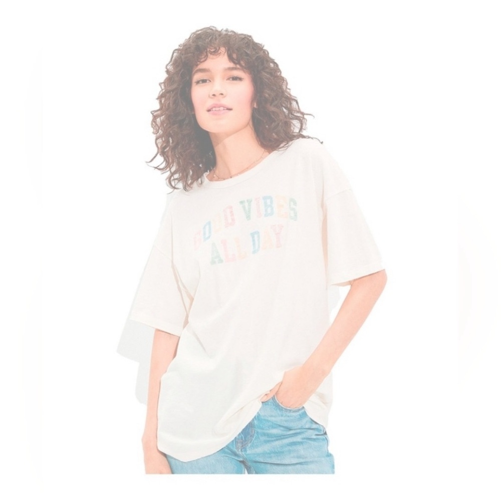 American Eagle Good Vibes All Day Women's Oversized Graphic T-Shirt Size XS/S
